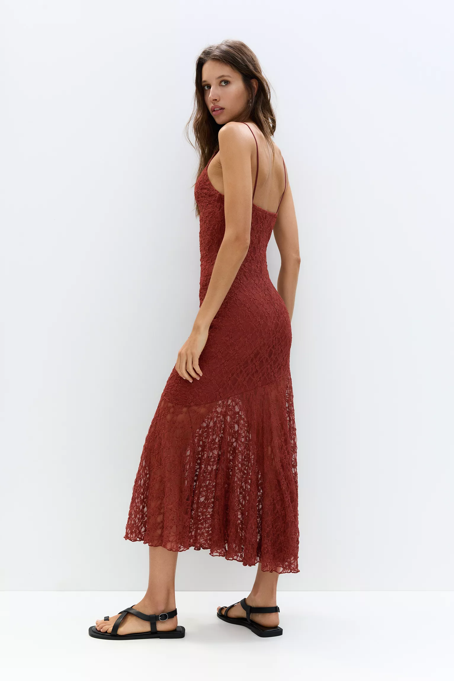 Lace-trimmed midi dress - Image 2